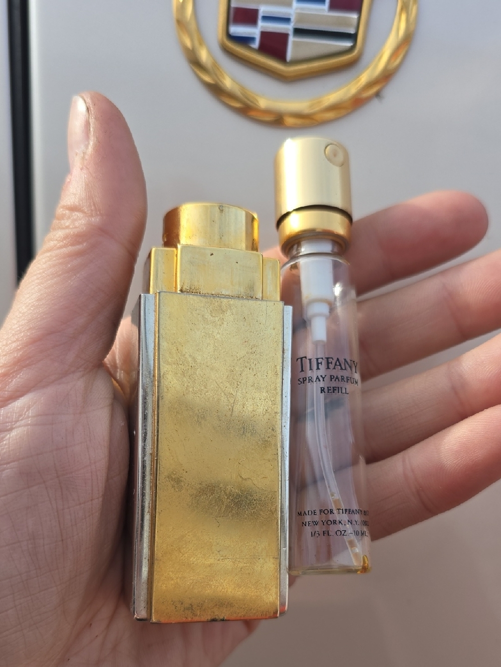 Tiffany Spray Parfum Refill with Gold Travel Atomizer No Cap. Empty